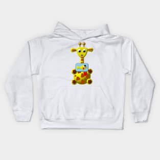 Cute Giraffe with a Goldfish Kids Hoodie